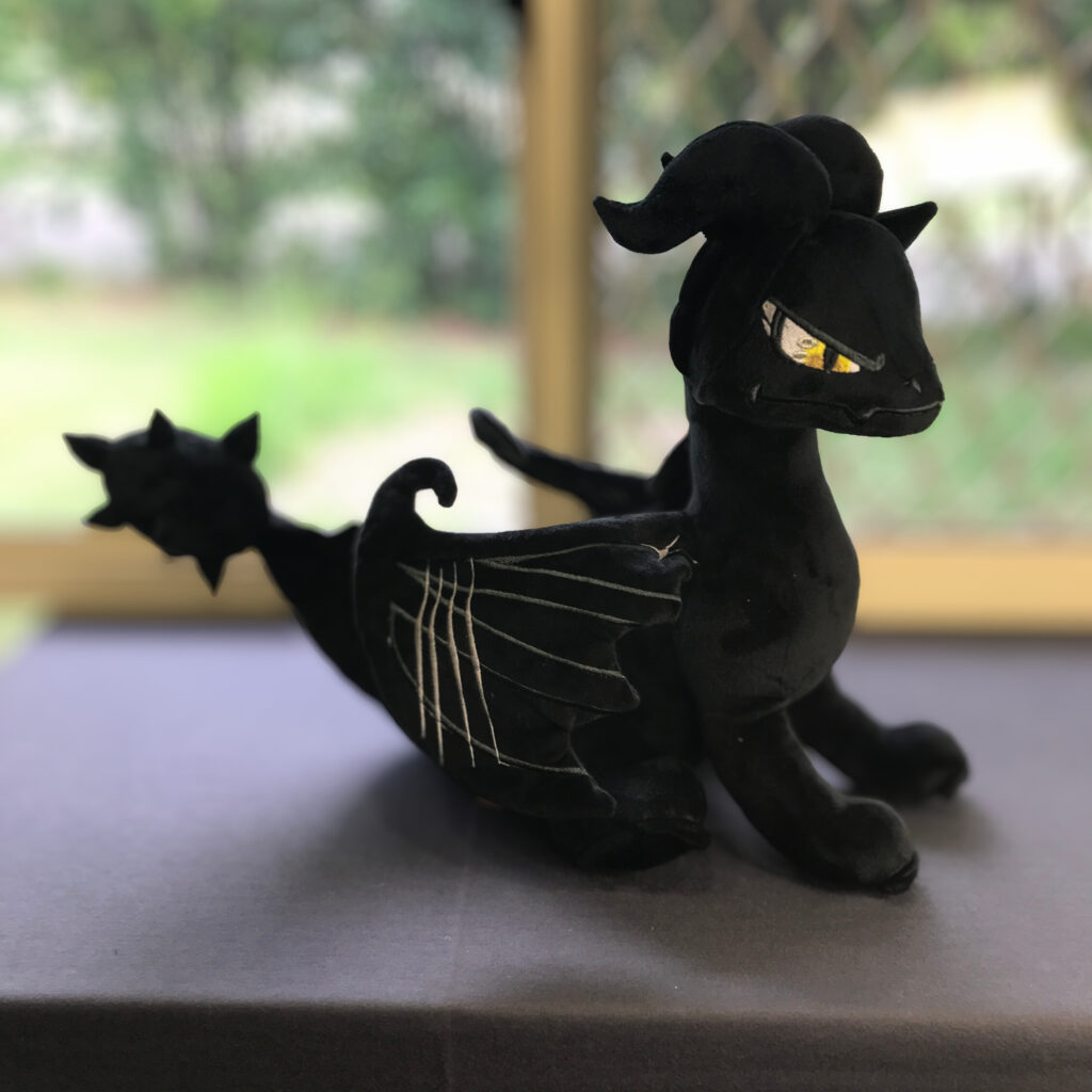 Weighted Black Morningstartail Dragon, Grounding Sensory Companion Plush